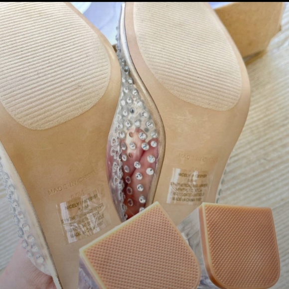 NEW Steve Madden Nicely Rhinestone Clear Heel Sandal | Size 5.5 - Picture 4 of 7